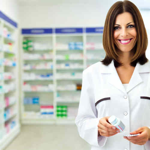 Pharmazeutin bei der Arbeit in der Apotheke